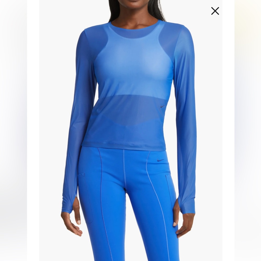 Nike FutureMove Women's Blue Sheer Dri-FIT Long-Sleeve Top with thumbholes - Picture 13 of 16
